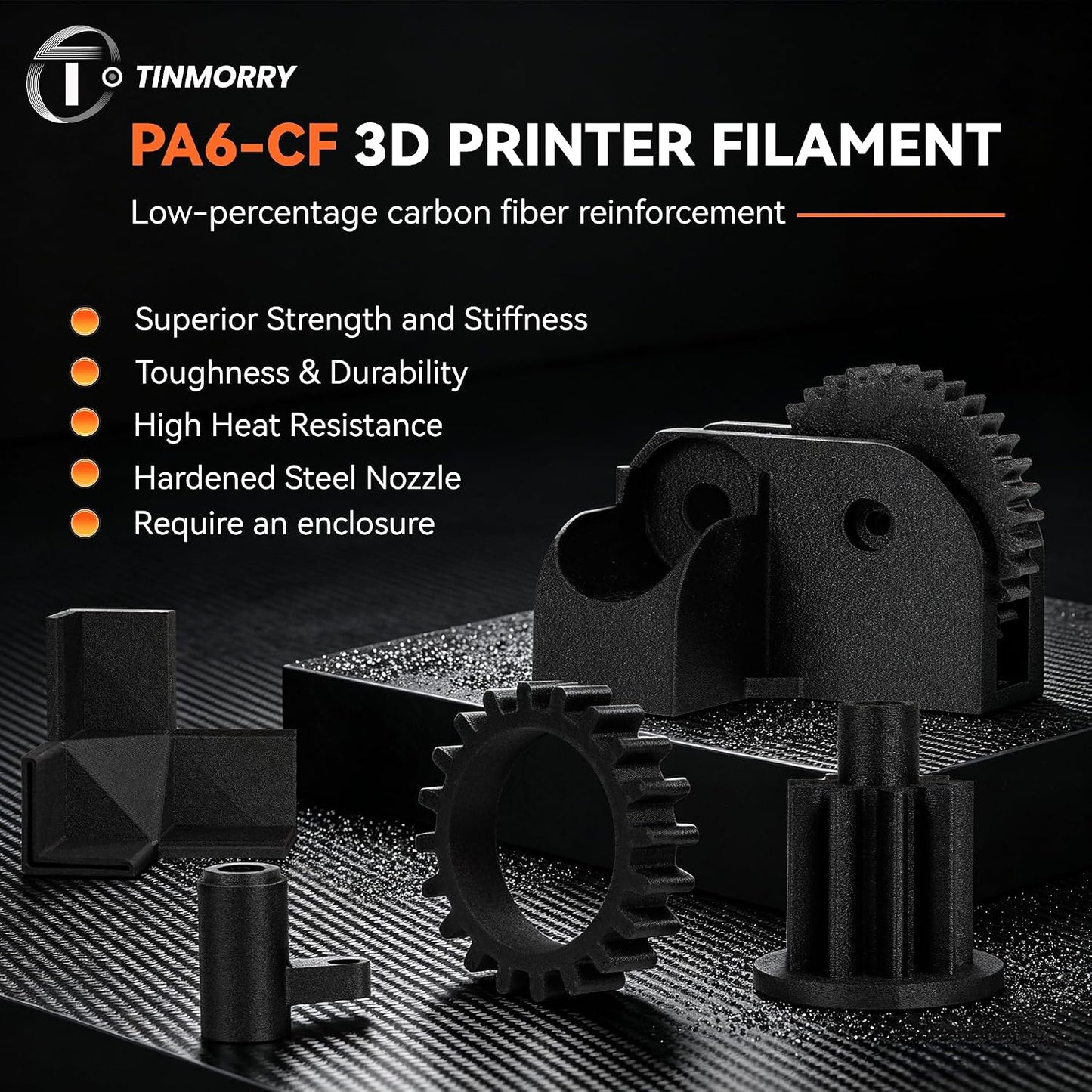 TINMORRY PA6-CF Carbon Fiber Nylon – 1.75mm 1kg | Tested Settings