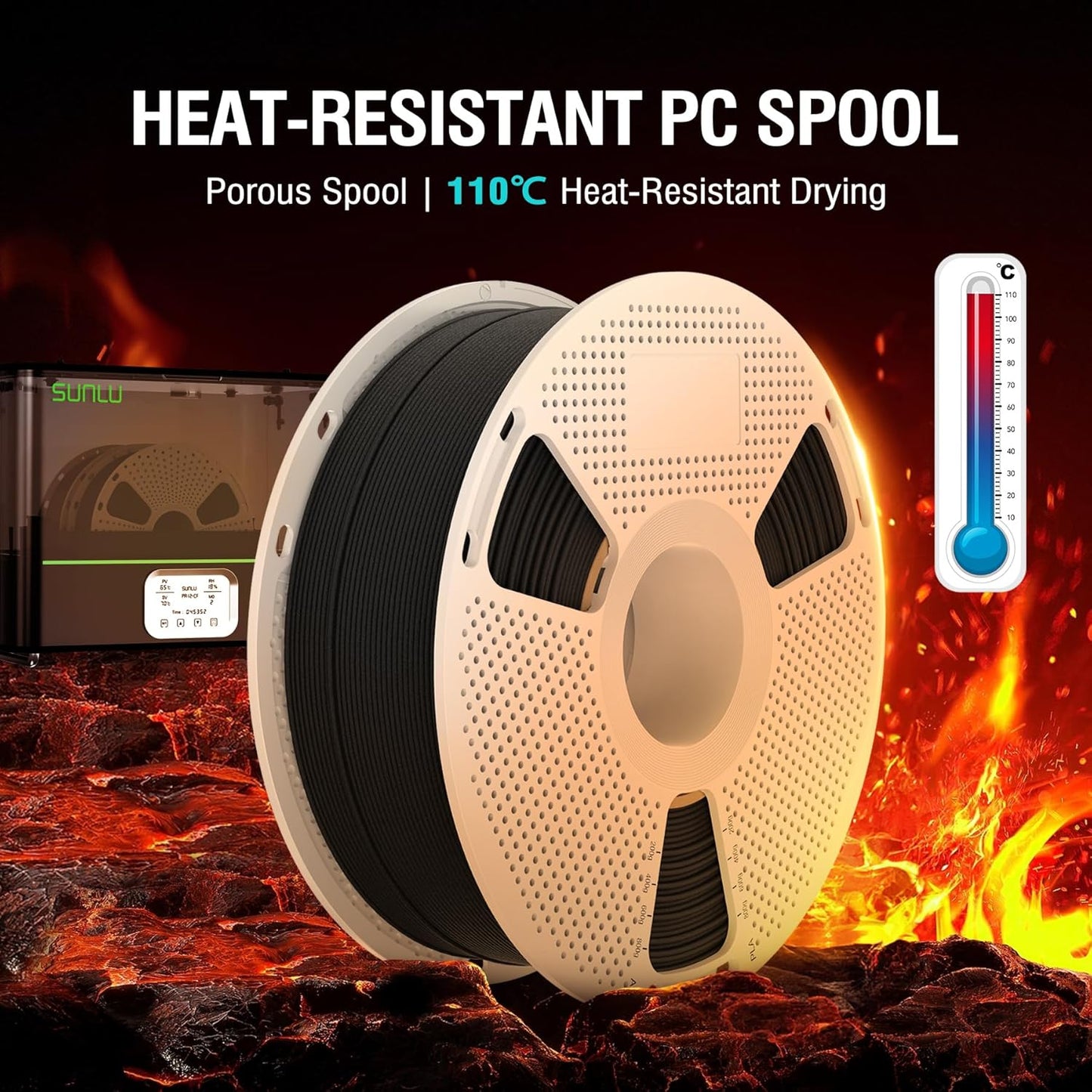 PA12-CF 20% Carbon Fiber Nylon 1.75Mm 3D Printing Filament, Black 1KG | Excellent Wear & Oil Resistance, Heat-Resistant Spool, Nylon 3D Printer Filament