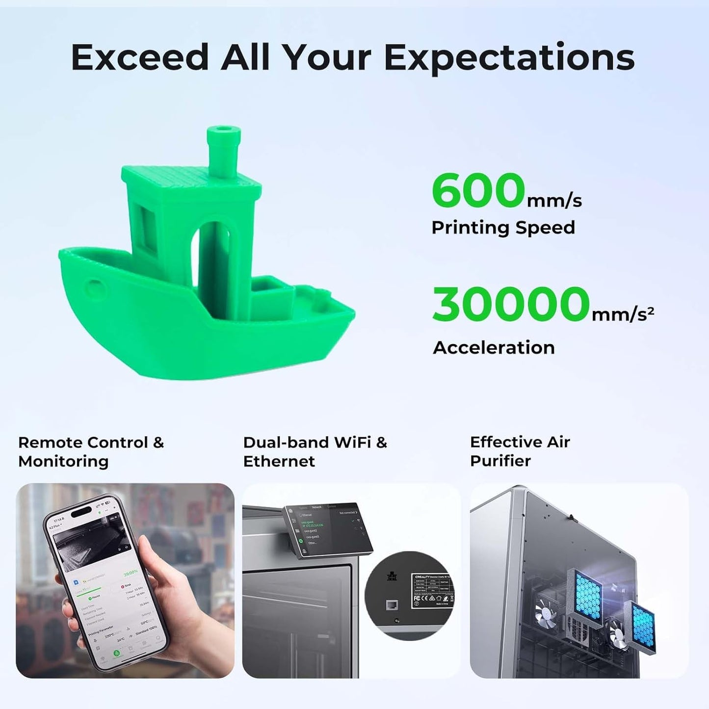 K2 plus Combo 3D Printer, Multi Color Printing with New CFS, Max 600Mm/S Printing Speed, Full-Auto Leveling, Next-Gen Direct Drive Extruder, Dual Al Camera, Build Volume 350 * 350 * 350Mm