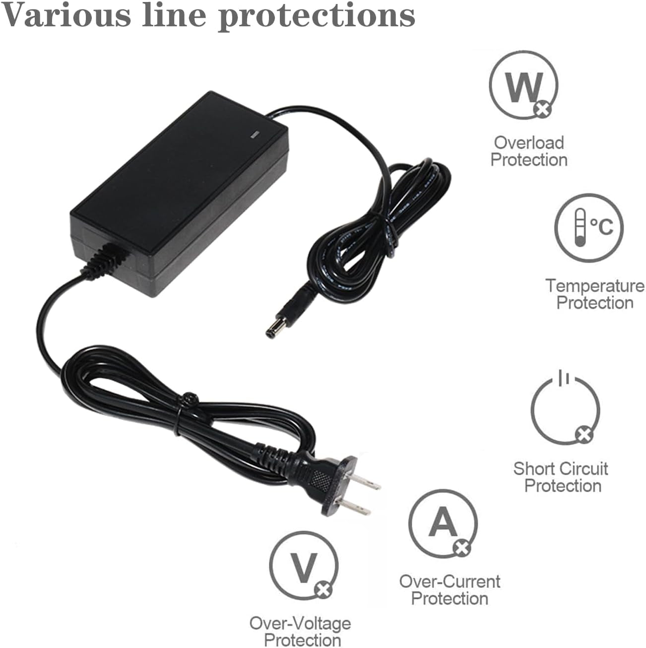 12V Power Cord Compatible for Snailax, for Snailax,Nekteck,Comfier Back/Foot Massager(Cf-6006N,Cf-2309A,Cf-2307A,Cf-5212,Cf-5701,Cf-2206N),（6.5Ft） 12V 4Acharger Massager