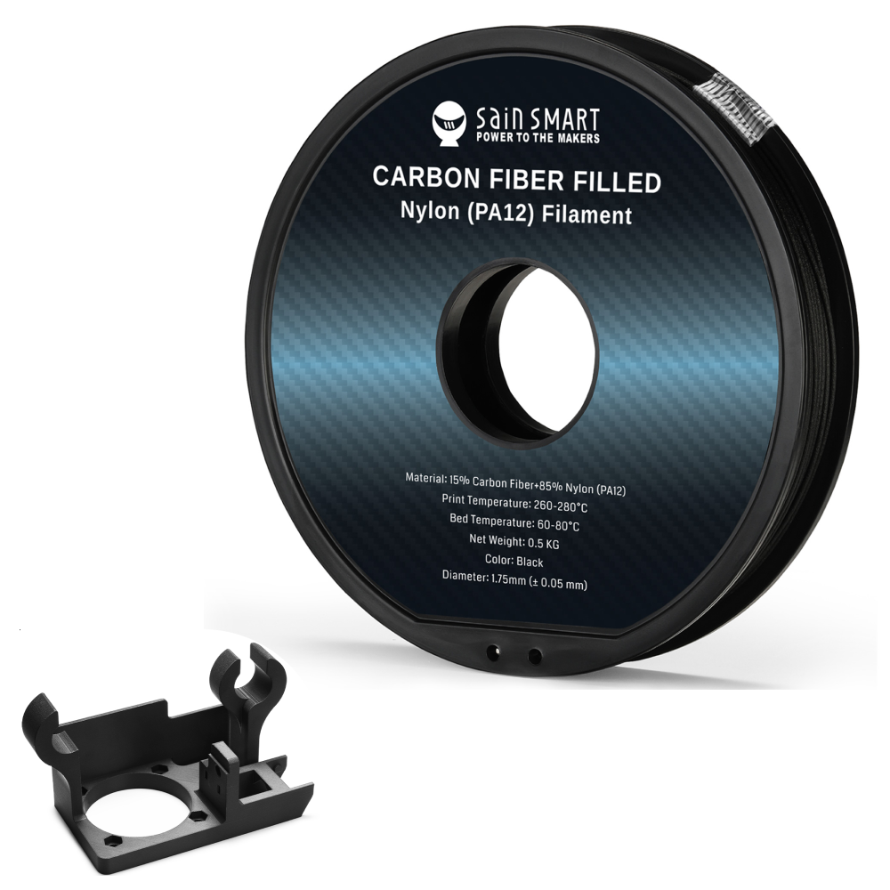 ePA12-CF Carbon Fiber Nylon Filament 0.5kg spool Black front view