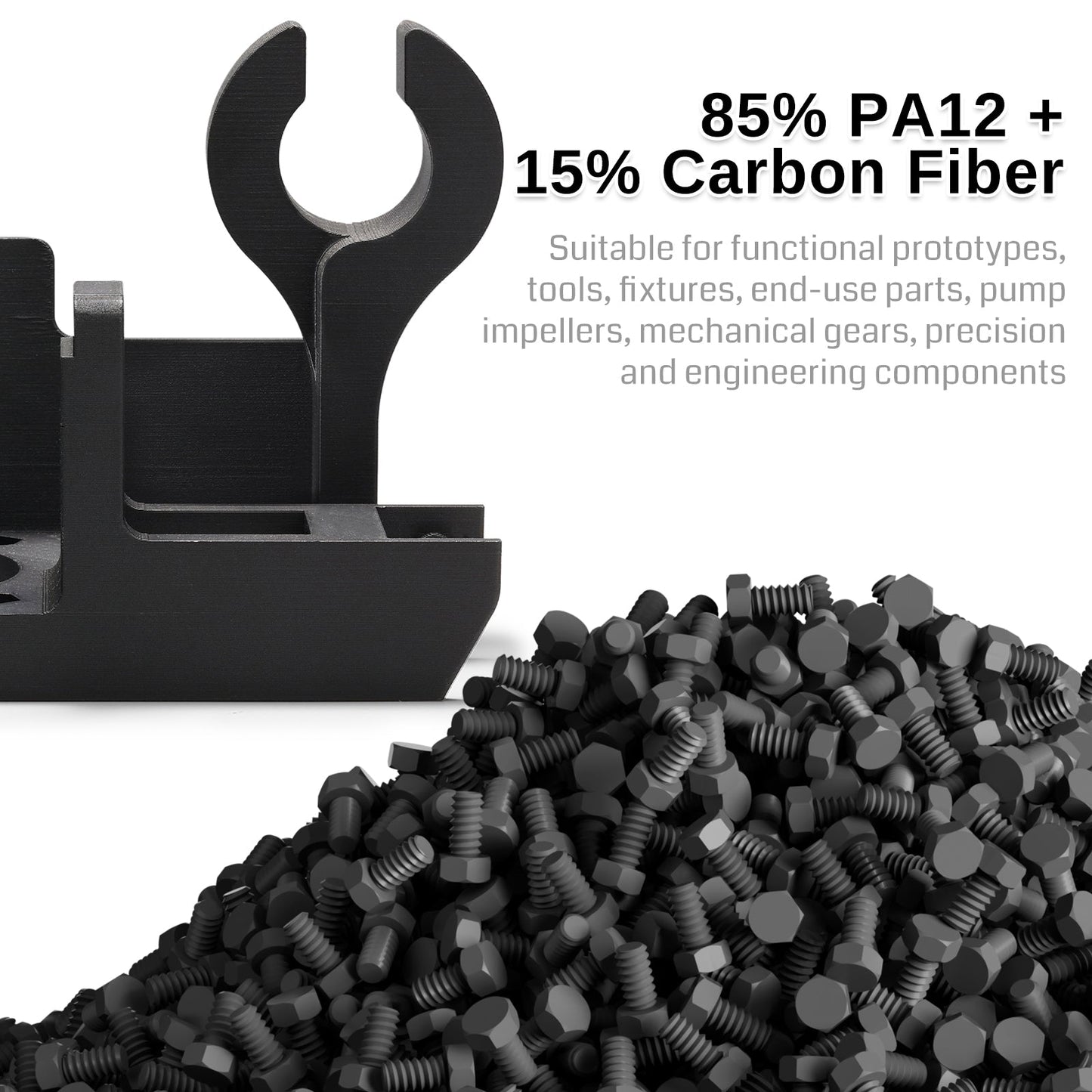 ePA12-CF nylon filament dimensional accuracy closeup