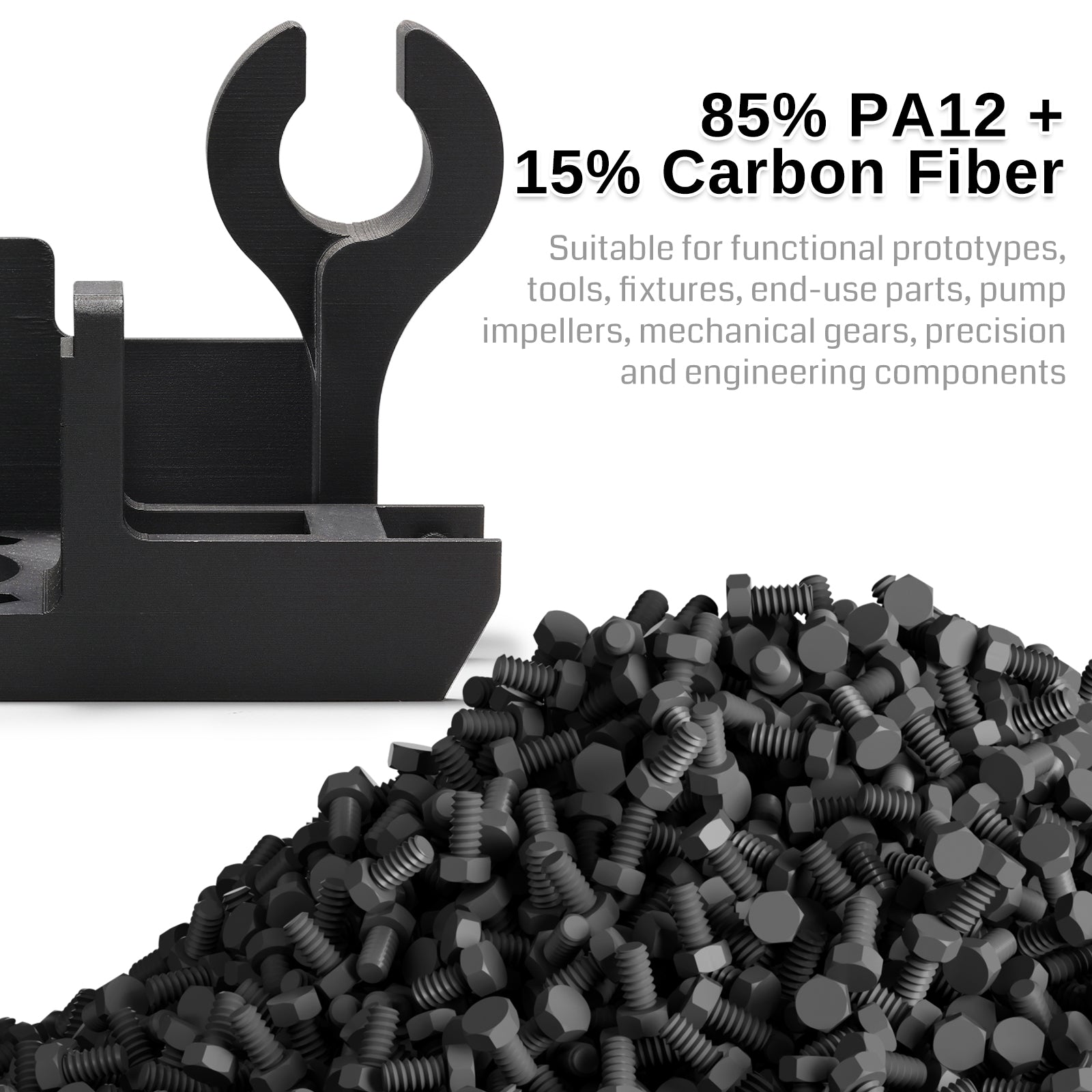 ePA12-CF nylon filament dimensional accuracy closeup