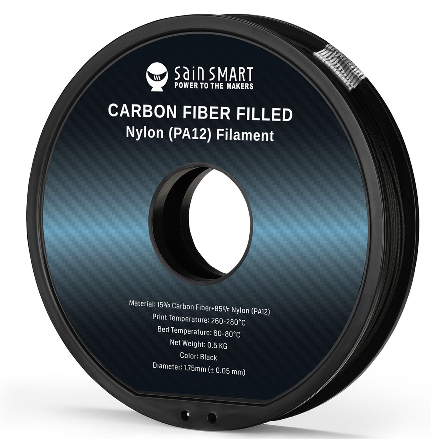 ePA12-CF filament side profile with spool dimensions