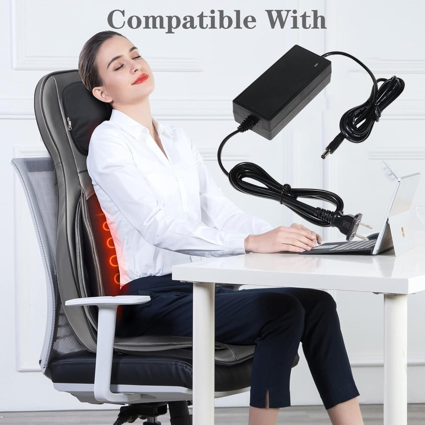 12V Power Cord Compatible for Snailax, for Snailax,Nekteck,Comfier Back/Foot Massager(Cf-6006N,Cf-2309A,Cf-2307A,Cf-5212,Cf-5701,Cf-2206N),（6.5Ft） 12V 4Acharger Massager